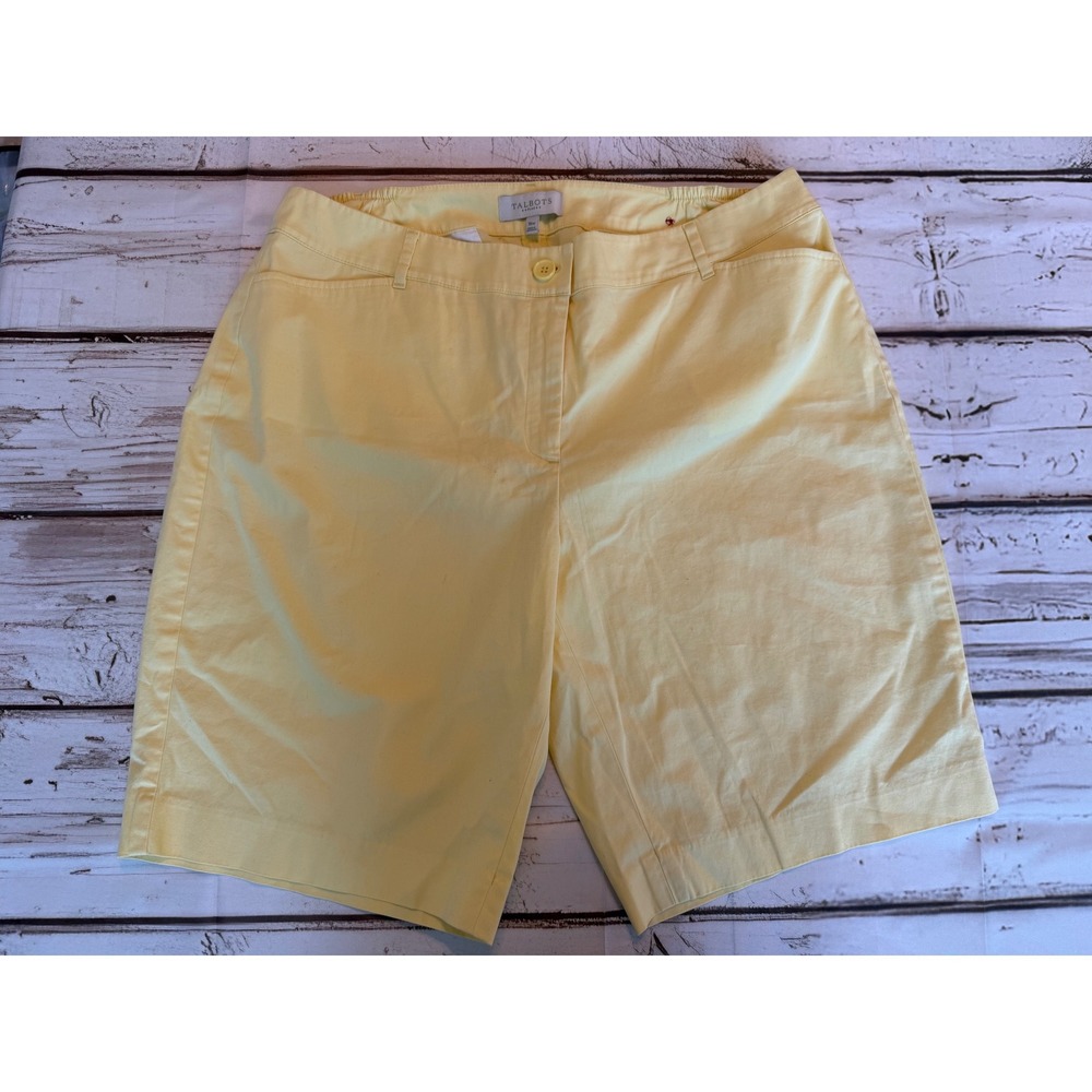 Talbots Plus Bermuda Shorts Yellow Cotton Stretch Casual Knee Length Womens 16W